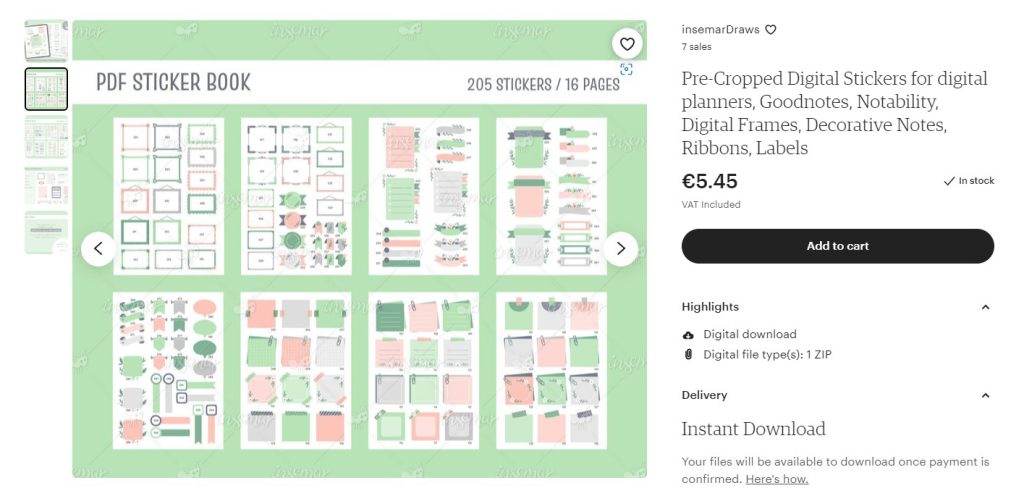 Ejemplo de uno de los productos subidos a la tienda